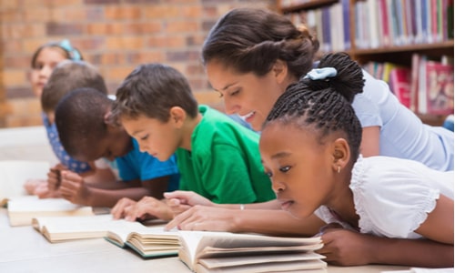 Kids studying books